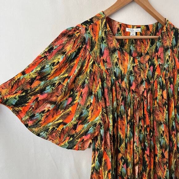 Go Softly Patio Dress House Muu Muu Lounge Feather Colorful Flowy Plus Size 1X - Picture 4 of 5
